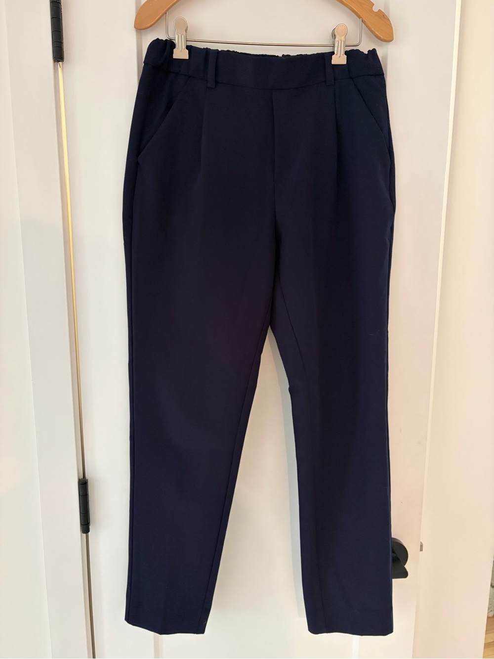 Zara Women's Navy Straight-Leg Pull-On Pants
